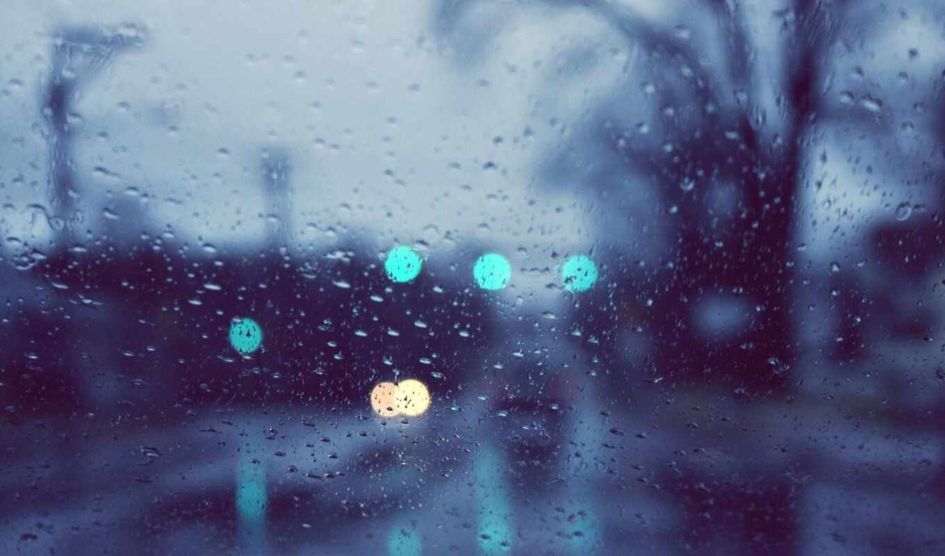 wallpaper, drops, rain, glass, macro, lights
